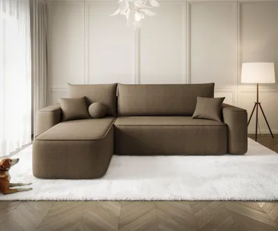 Produktbild von Ecksofa Schlafsofa Sofa AGEPO Stoff Curio Braun Ottomane Links
