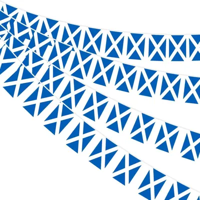 Obrázok produktu pre Skótska vlajková girlanda, 30 vlajok, 14x21 cm, 10 metrov látky, girlanda vlajok na dekoráciu na párty