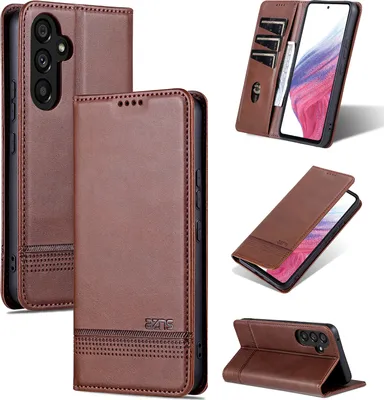 Produktbild von Leder Hülle für Samsung Galaxy S23 FE, Klapphüllen Brieftasche Magnetverschluss Ständer Schutzhülle Kaffee
