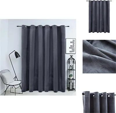 Image de vidaXL Rideau occultant avec œillets métalliques velours anthracite 290 x 245 cm - Rideaux et voilages