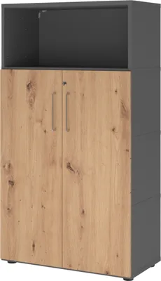 Produktbild von bümö flexi Aktenschrank groß mit Flügeltüren - Nachbildung: Graphit/Asteiche