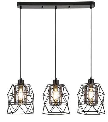 Immagine prodotto di Rabalux 72113 Lampada a sospensione 3 punti Emrys, E27, nero-grigio, rotonda, industriale, ø200mm