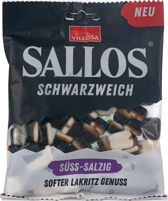 Produktbild von Sallos Schwarzweich Süß Salzig Weichlakritz mit Schaumzucker 200g
