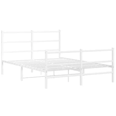 Produktbild von Bettgestell mit Kopf- und Fußteil Metall Weiß 140x200 cm