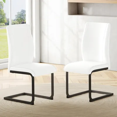 Produktbild von STILVORA Esszimmerstuhl 2er Set aus Kunstleder, Polsterstuhl mit schwarzen Metallbeinen und ergonomischem Design, Küchenstuhl für Esszimmer und Wohnzimmer Weiß