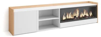Immagine prodotto di Mobili TV effetto legno Bianco Rovere 212x35x50cm camino effetto fuoco