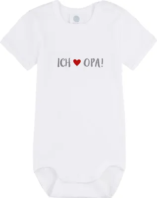 Image de Sanetta Body bébé manches courtes barboteuse imprimé "j'aime papy" - Blanc 80 (9 mois)