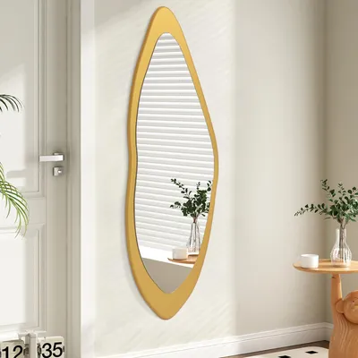 Immagine prodotto di Specchio a figura intera asimmetrico, con cornice in legno dorato, dimensioni 120 x 40 cm
