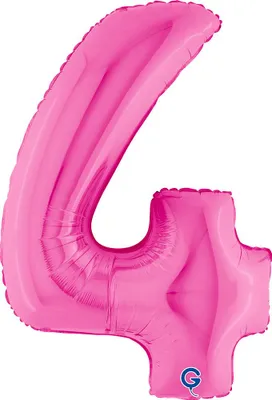 Produktbild von Riesenzahl Folienballon 40"/102cm | Pink Zahl: 4