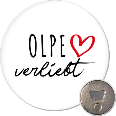 Produktbild von Huuraa Magnet Olpe verliebt 59mm Kühlschrankmagnet rund Flaschenöffner Geschenkidee