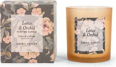 Produktbild von Duftkerze Laura Ashley Lotus & Orchid, Aromakerze, HxBxT: 10x9x9 cm, Glas, Paraffinwachs, Geschenkidee, lange Brenndauer