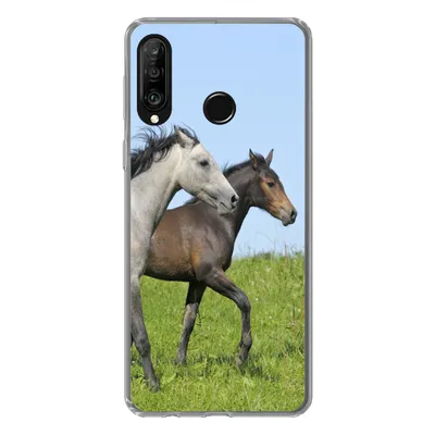 Produktbild von MuchoWow® Handyhülle Schutzhülle Hülle für Huawei P30 Lite Pferde - Tiere - Gras Silikon Softcase Handy Hülle - Handyhülle