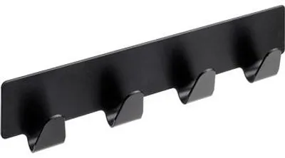 Produktbild von Hettich Hakenleiste Edelstahl 4-reihig 16 x 3,1 cm selbstklebend schwarz