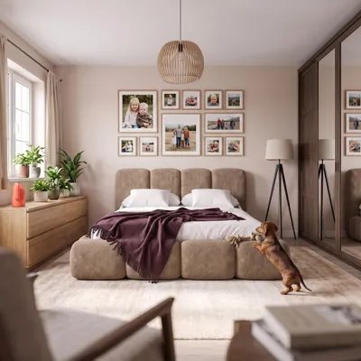 Produktbild von MUFFO Polsterbett SUENO MAXI mit Matratze 140x200 cm in Beige, gepolstertes Kopfteil, Metalllattenrost, Bettkasten, Chenille-Stoff, KI-generiertes Bild