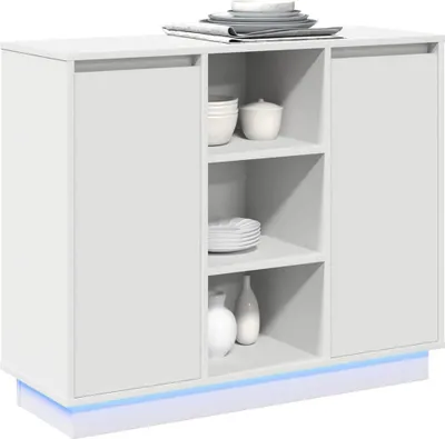 Zdjęcie produktu dla vidaXL Kredens LED biały 90 x 32 x 75 cm Materiał drewnopochodny