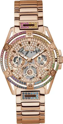 Guess GW0464L5 Damenuhr Queen Multifunktion Roségoldfarben/Regenbogen 1