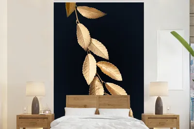 Obrázek produktu pro MuchoWow® Fototapety do obývacího pokoje nebo ložnice tapety vinylové motivy tapety Strom - list - zlatý 200x300cm