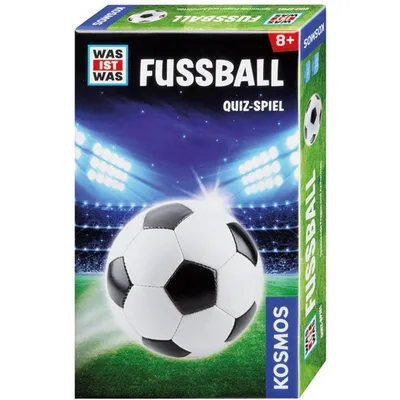 The image shows the packaging of a football quiz game.