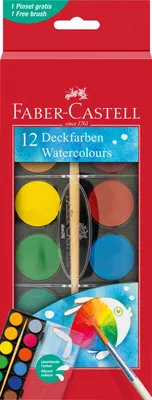 Zdjęcie produktu dla Faber - Castell Farby wodne 30 mm - 12 kolorów