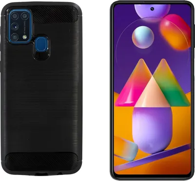 Produktbild von cofi1453® Silikon Hülle Bumper Carbon kompatibel mit SAMSUNG GALAXY M31 (M315F) Case TPU Soft Handyhülle Cover Schutzhülle Schwarz