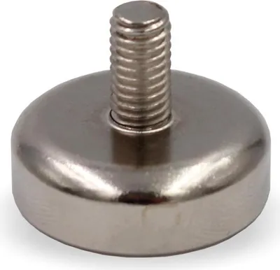 Produktbild von Topfmagnet Neodym Flachgreifer Ø25mm | Außengewinde | M6 x 11mm - Haftkraft 22kg