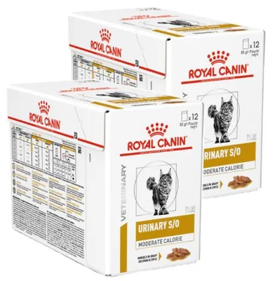 Produktbild von Royal Canin Veterinary Urinary S/O Moderate Calorie 24x85g Nassfutter in Soße für Katzen mit Struvitsteinen