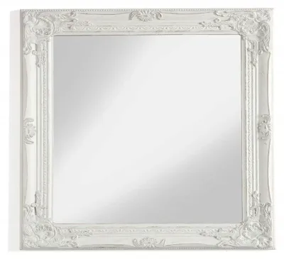 Immagine prodotto di MONTEMAGGI Specchio da parete rettangolare in legno bianco con cornice effetto anticato, ideale per l'arredamento