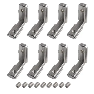 Produktbild von 20x Innenwinkel Nut Vernickelt FÜR Aluprofil Winkelverbinder 6mm L-Slot Schraube