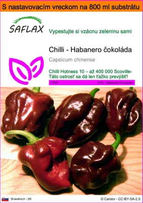 Obrázok produktu pre SAFLAX Garden in the bag - Chilli - Habanero čokoláda - Capsicum chinense - 10 Semená - S pestovateľským substrátom v praktickom samostaviteľnom vrecku
