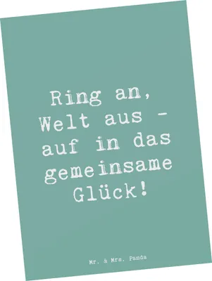 Produktbild von Mr. & Mrs. Panda Ansichtskarte Spruch Verlobung Glück - Meeresbrise - Geschenk, Ansichtskarten, Postkarte, Geschenke, feiern, Zweisamkeit, Postkarten, bildkarte, Feier