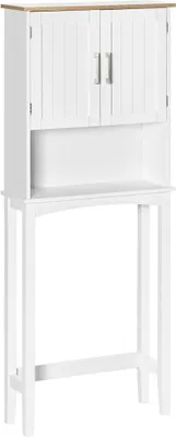 Produktbild von Badezimmerschrank - WC-Überbauschrank - 2 Türen - Verstellbarer Einlegeboden - MDF - Zum Selbstaufbau - 64x22x165 cm - Weiß