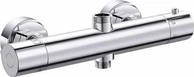 Obrázek produktu pro Sprchový termostat, Robinetův válcový termostat pro dvojitou montáž, horní G3/4 BSP (26,4 mm) + spodní G1/2" BSP (21 mm), stříbrný (jeden kus)