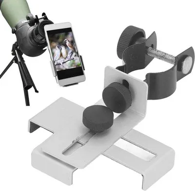 Zdjęcie produktu dla Adapter do lunety z kątem widzenia 360 stopni – metalowy uchwyt do smartfona – średnica 24–38 mm – okular 1,25 cala