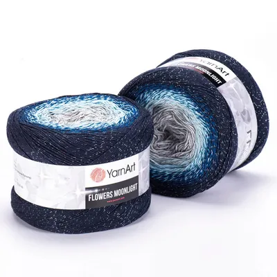 Produktbild von Yarnart Flowers Moonlight 3261 - Ombre-Wolle mit Silberfaden, 1000m 260g