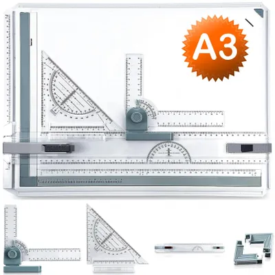 A3 Zeichenbrett mit Parallelbewegung, Multifunktional, mit Winkelmesser