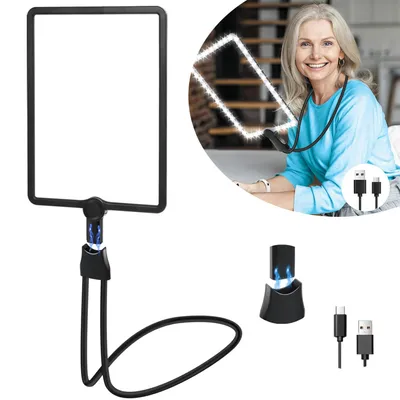Produktbild von 5X Hands Free Lupe mit Licht Hängenden Hals, für Das Lesen von Kleinen Drucke & Low Vision Senioren
