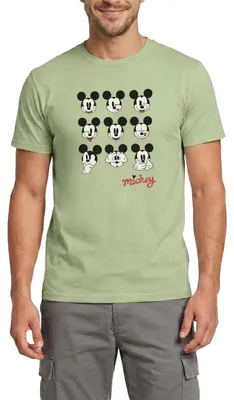 Produktbild von Mickey & Minnie Mickey Mouse Gesichtsausdrücke Männer T-Shirt, 3XL, Sage