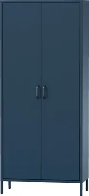 Produktbild von Jan Nowak Kleiderschrank Flavio, Metall, Dunkelblau, 185x80x45 cm, 2-türig, Ablagen, Kleiderstange, Magnetverschluss, Sparkling Brilliance, verstellbare Füße