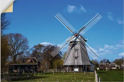 Produktbild von ARTland Wandbild, selbstklebend Historische Windmühle in Ahrenshoop Größe: 60x40 cm