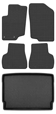 Image de Tapis en caoutchouc + bac de coffre pour Peugeot 207 2006-2012 (hayon) – 5 pièces, noirs, sur mesure