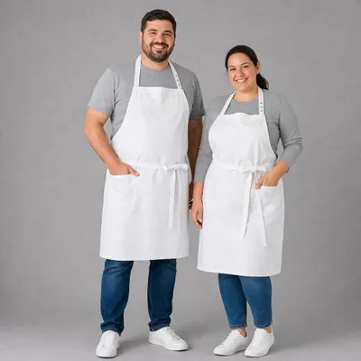 Produktbild von Latzschürze XXL B 100 x L 100 cm weiß : weiß : 65% Polyester 35% Baumwolle
