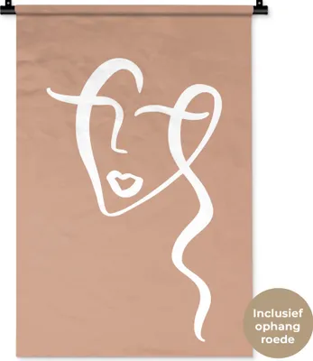 Produktbild von MuchoWow® Wandteppich Wandbehang Gesicht - Frau - Abstrakt 60x90 cm Tapisserie Dekoration Wandtuch - Foto-Teppich - Abwaschbar