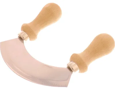 Image de HOFMEISTER® : Couteau à hacher avec lame en acier inoxydable - Ustensile de cuisine de haute qualité pour une découpe précise des herbes, avec un manche ergonomique en bois de hêtre