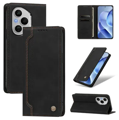 Produktbild von Handyhülle für Honor 400 Pro, Leder Wallet Klapphülle mit Standfunktion, Stoßfeste Schutzhülle Schwarz
