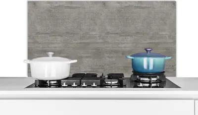 Obrázek produktu pro KitchenYeah® Splashback kitchen - Kuchyňský splashback - Ochrana stěny sporáku a dřezu - Vzor - Beton - Šedý 100x50 - Alu-Dibond (alternativa ke skleněnému splashbacku) - Tepelně odolný - Splashback na sporák