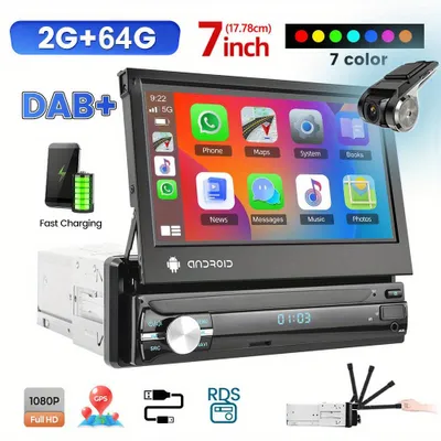 Obrázok produktu pre Autorádio - Systém autorádia - Autostereó - Multimediálne rádio - 7-palcový výklopný dotykový displej