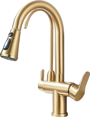 Immagine prodotto di Rubinetto da cucina, sensore tattile, estraibile, oro spazzolato
