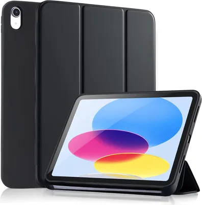 Produktbild von CLM-Tech Tablet Tasche kompatibel mit Pad (A16) 11. Generation 11 Zoll 2025, iPad 10. Generation 10,9 Zoll 2022 Hülle Kunstleder - Klapphülle schwarz
