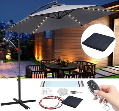 Obrázok produktu pre EINFEBEN 3,5 m záhradný slnečník konzolový slnečník so stojanom UV40+ LED slnečník, sivý, 3,5 m