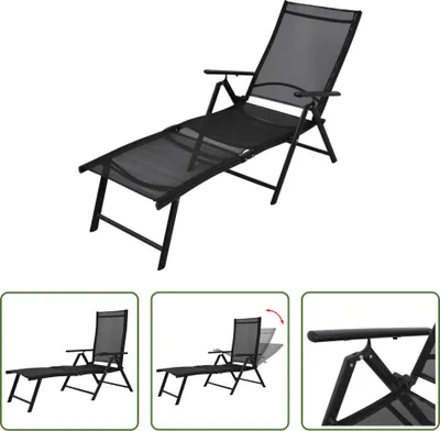 Produktbild von The Living Store Sonnenliege Klappbar Aluminium Schwarz